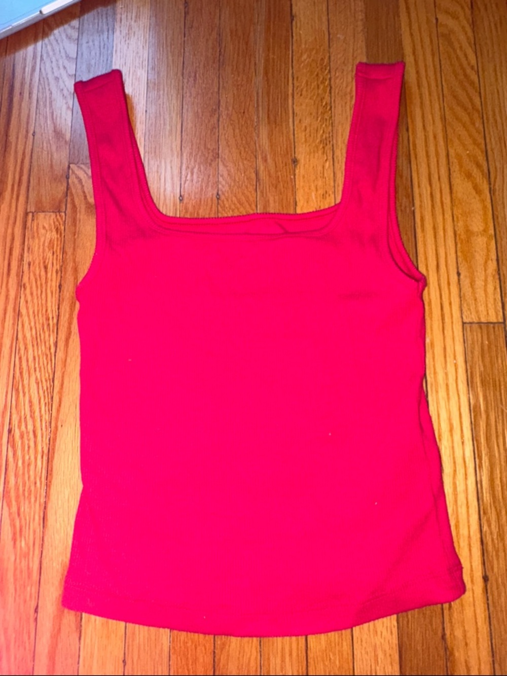 Old Navy Bright Red Ribbed Square-Neck Tank